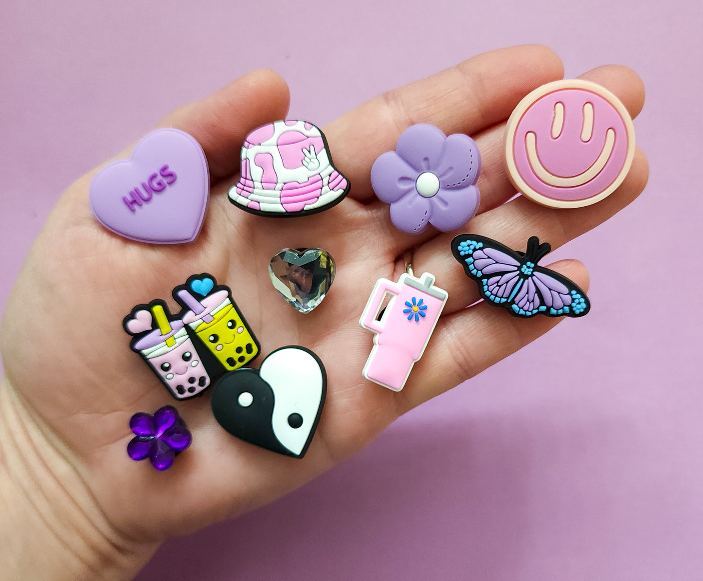 Shoe charms 10 charms bundle trendy purple