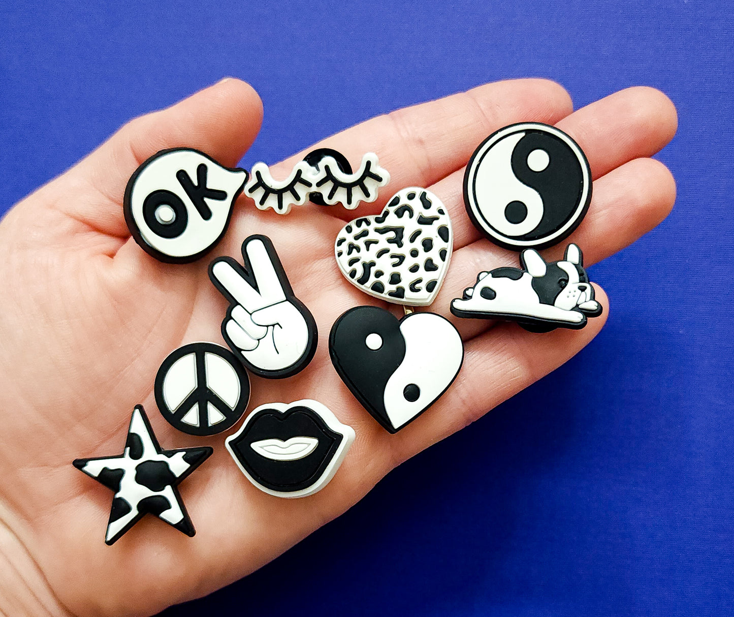 10 charm Shoe charms bundle black and white