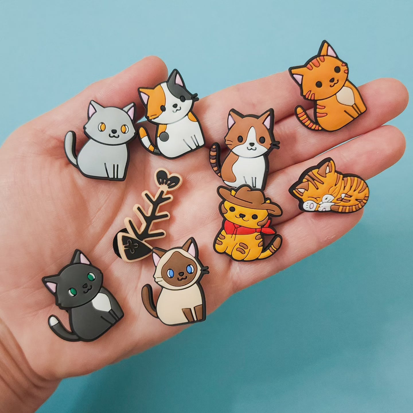 Shoe charms 9 charms bundle cats, many different styles