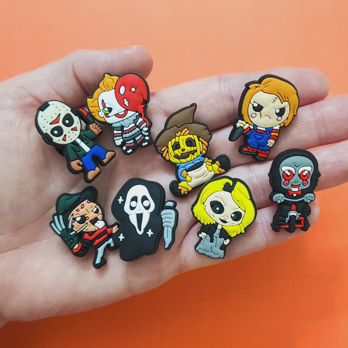 Shoe charms 8 charms bundle halloween/horror movie
