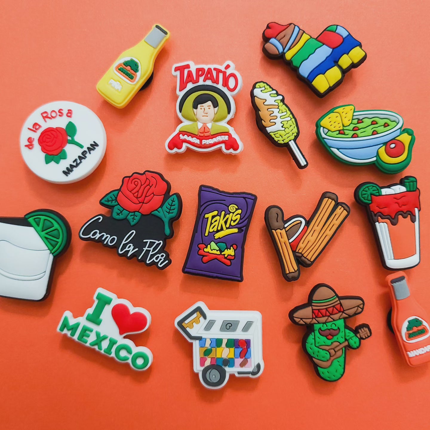 Shoe charms 15 charms bundle mexico churros pinata cactus corn tequilla