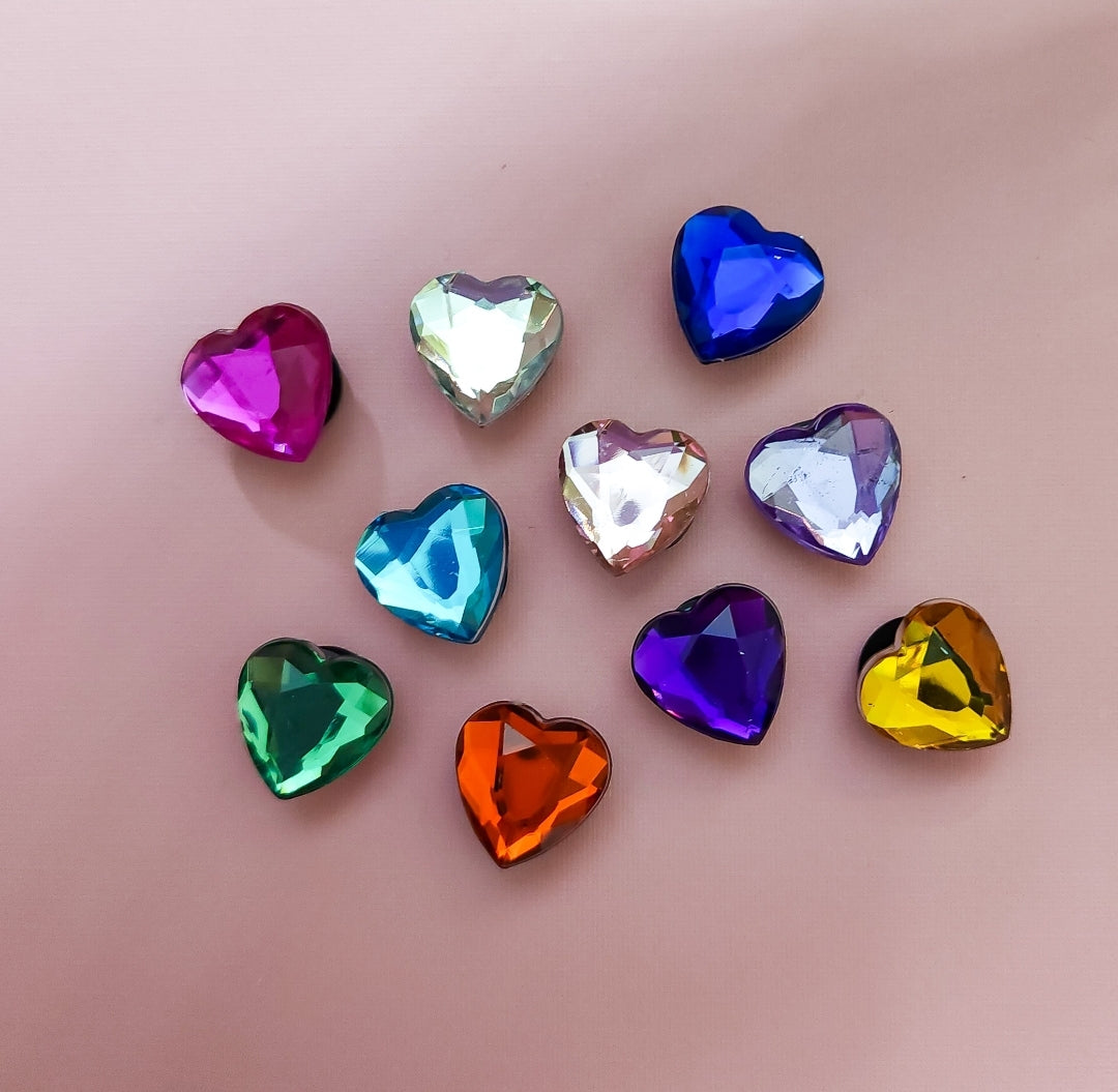30 shoe charms bundle circle+flowers+hearts rhinestone/gems