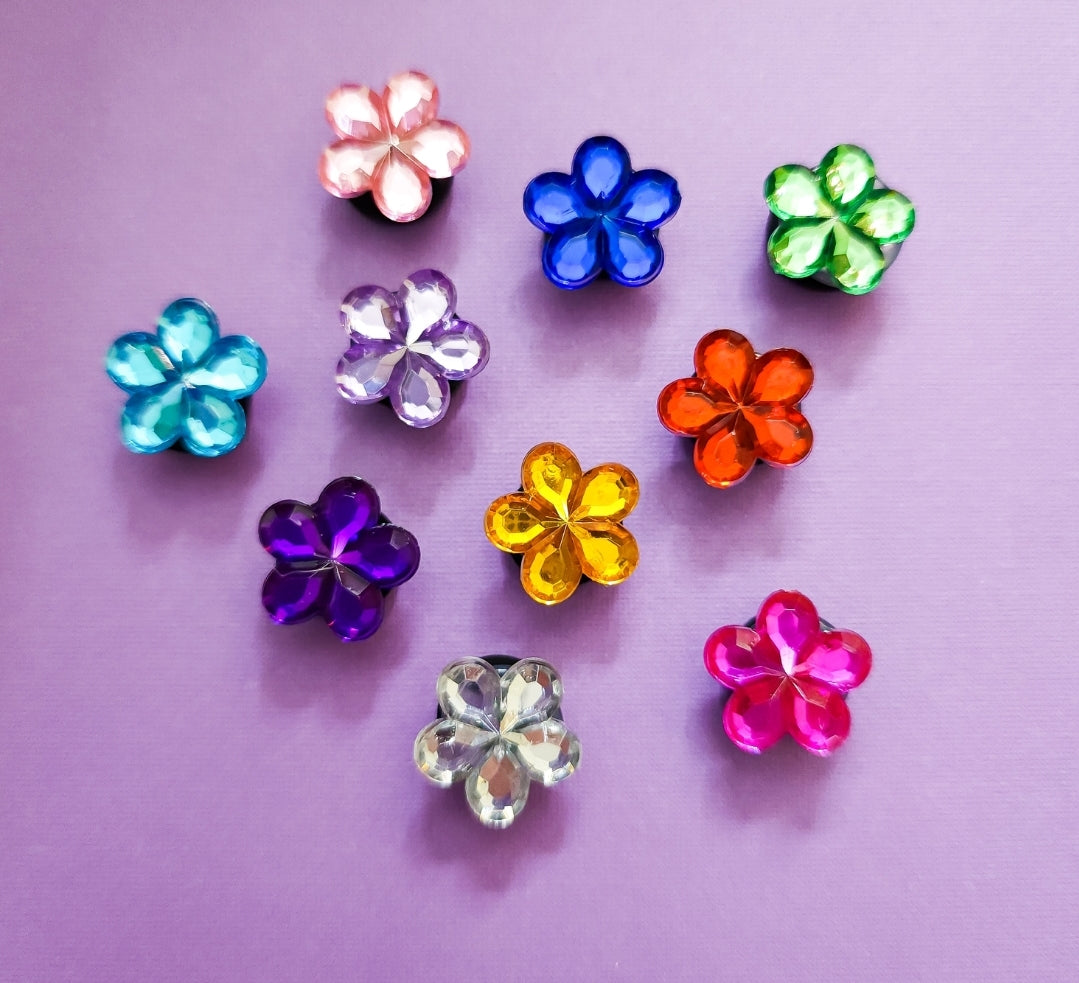 30 shoe charms bundle circle+flowers+hearts rhinestone/gems