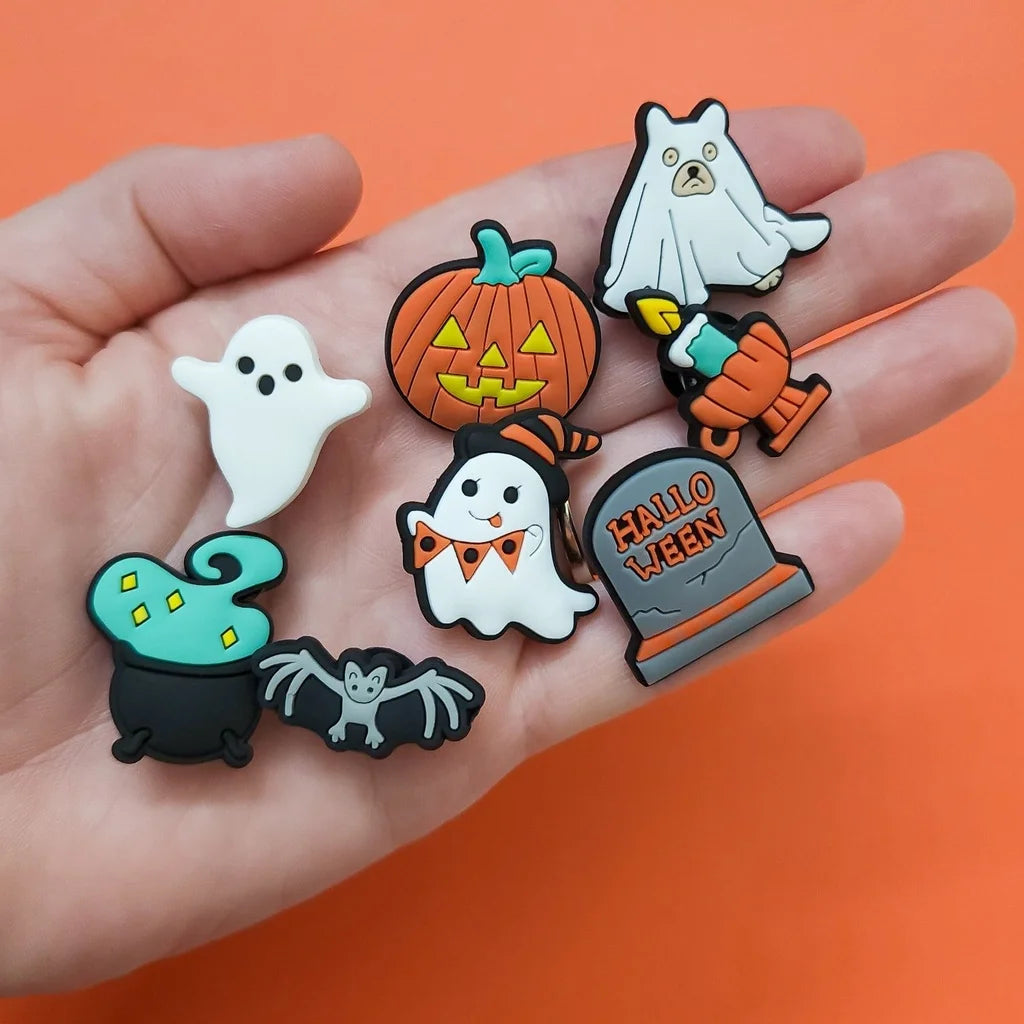 Shoe charms 8 charms bundle Halloween bat, pumpkin ghost, candle