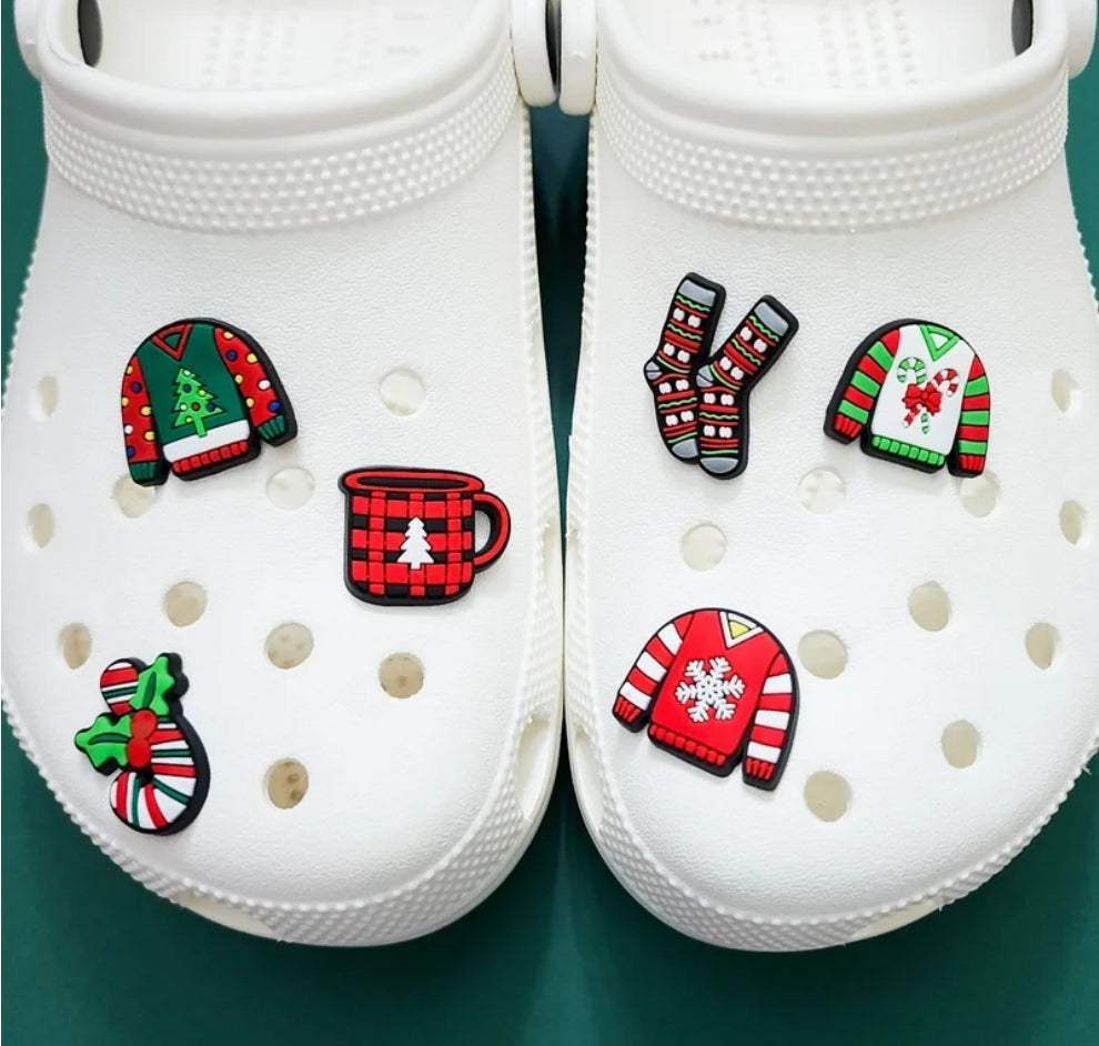 Shoe charms 6 charms bundle cozy Christmas sweater socks