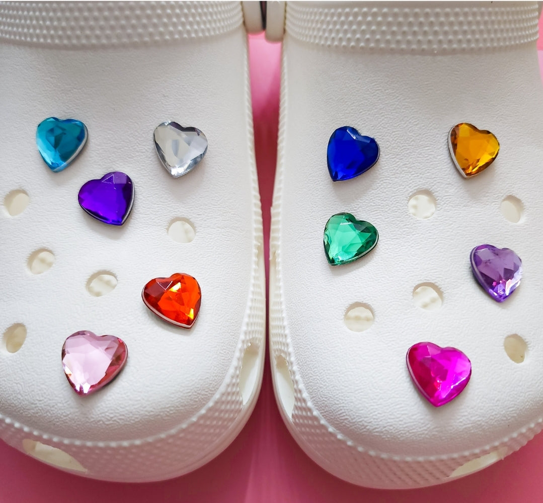 10 shoe charms bundle heart rhinestone/gems