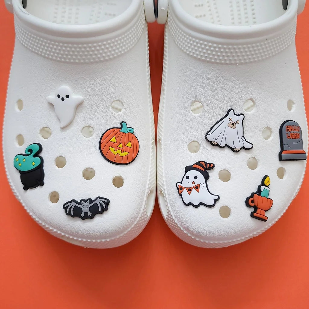 Shoe charms 8 charms bundle Halloween bat, pumpkin ghost, candle