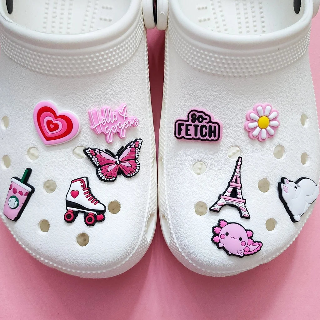 Shoe charms 10 charms bundle trendy pink